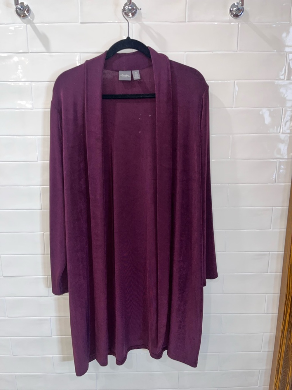 Travelers Collection Chico Maroon Knit Open Front Jacket Cardigan Size 12/14